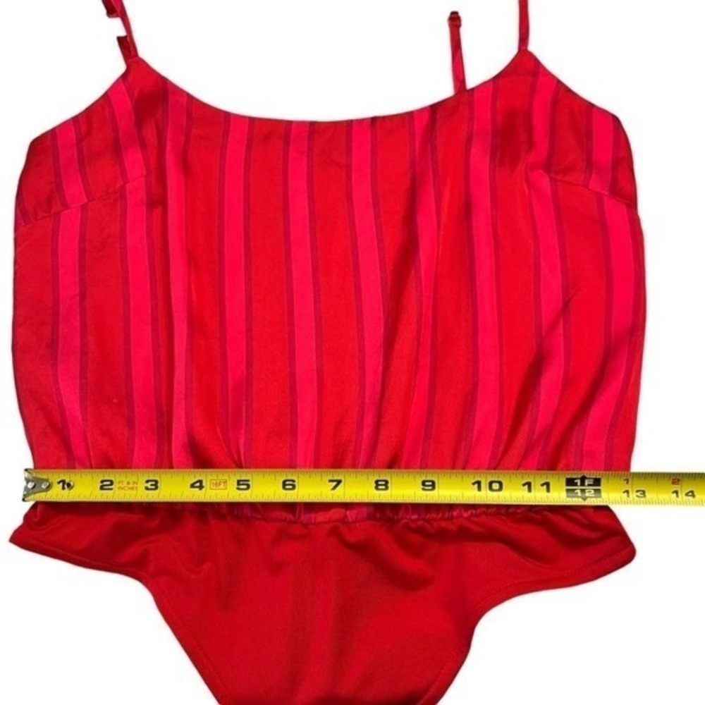 Lovers + Friends Red Striped Silky Bodysuit Small Adjustable Straps - Picture 7 of 13